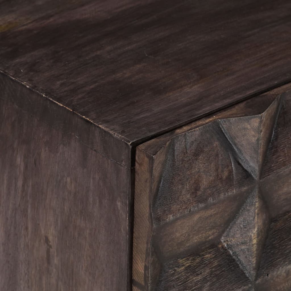 Comodino Nero 40x30x50 cm in Legno Massello di Mango - homemem39
