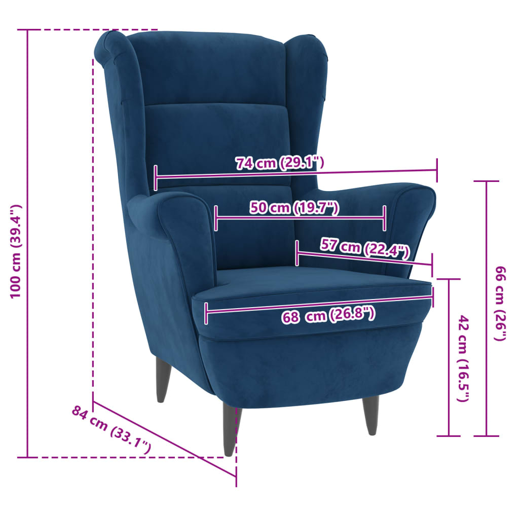 Poltrona Blu in Velluto - homemem39
