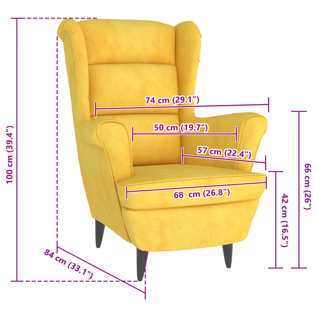 Poltrona Giallo Senape in Velluto - homemem39