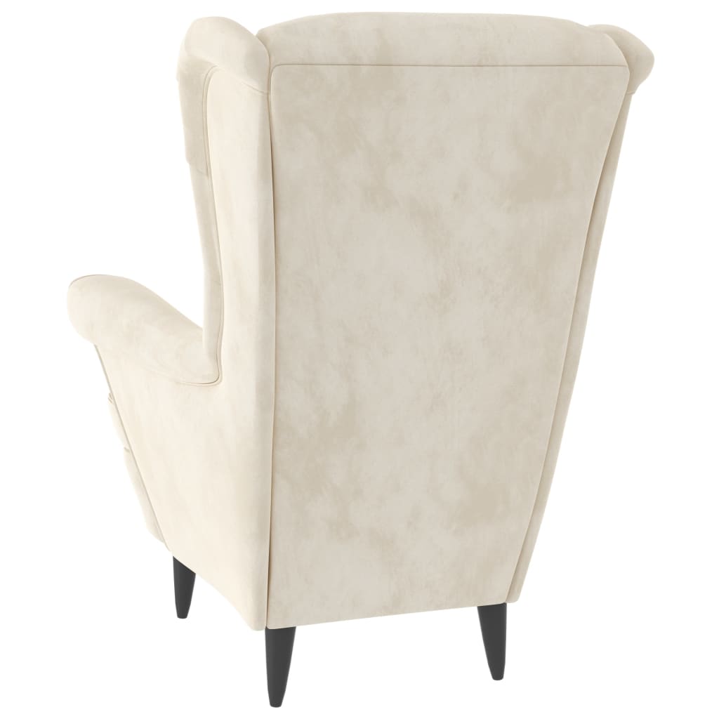 Poltrona Bianco Crema in Velluto - homemem39