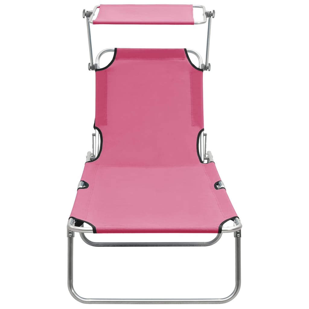 Lettino Pieghevole con Baldacchino in Acciaio Rosa Magenta - homemem39