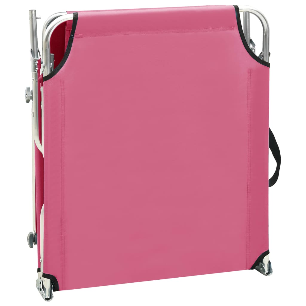 Lettino Pieghevole con Baldacchino in Acciaio Rosa Magenta - homemem39