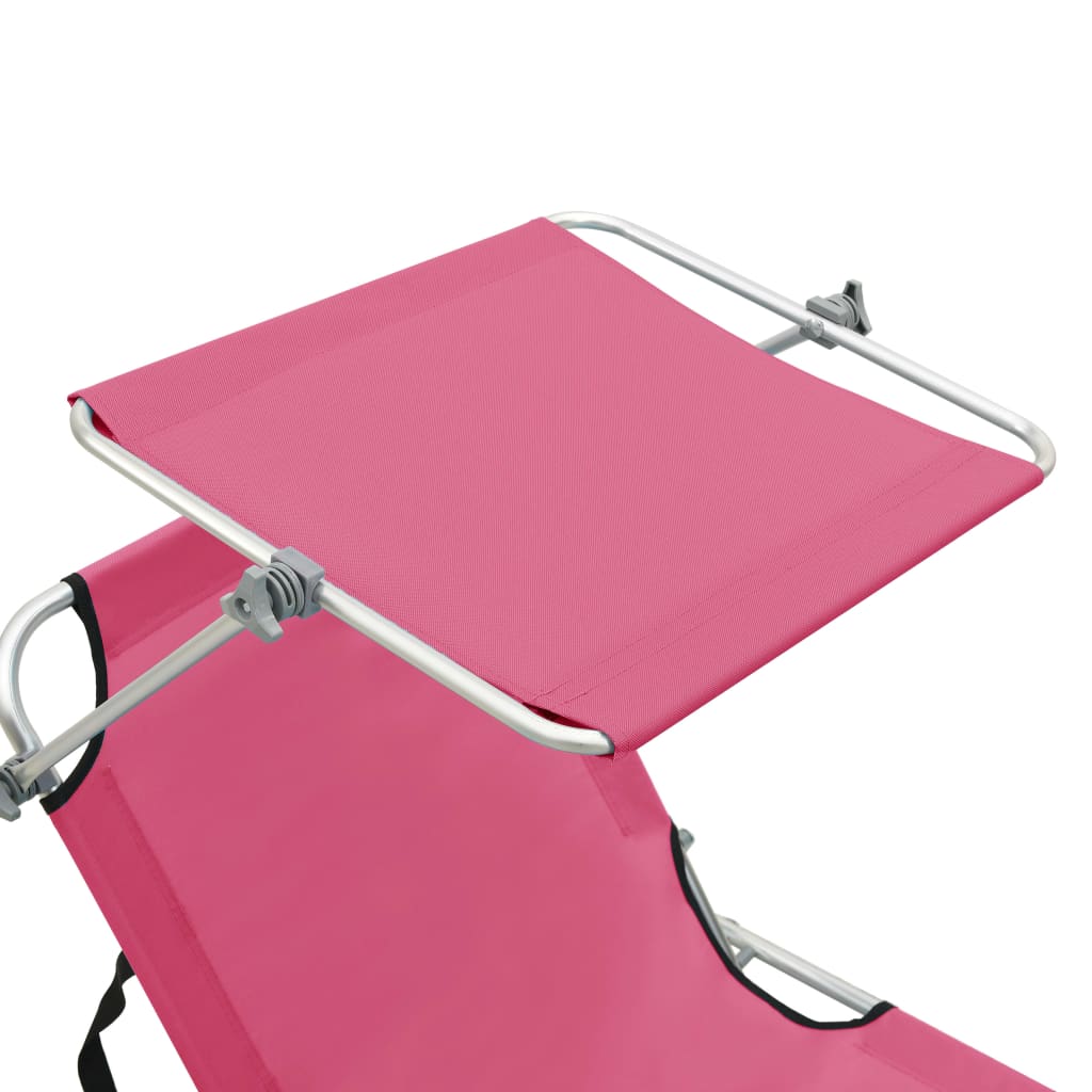 Lettino Pieghevole con Baldacchino in Acciaio Rosa Magenta - homemem39