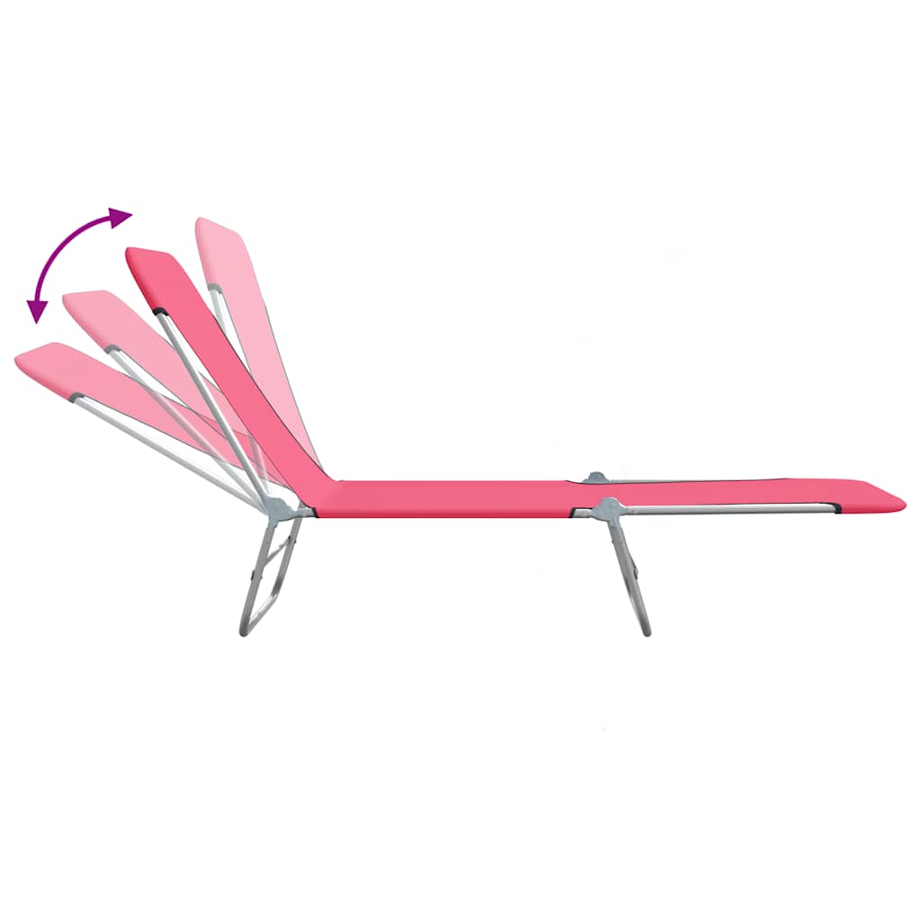 Lettini Prendisole Pieghevoli 2pz in Acciaio e Tessuto Rosa - homemem39