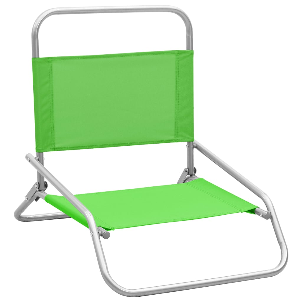 Folding Beach Chairs 2 pcs Green in Fabric