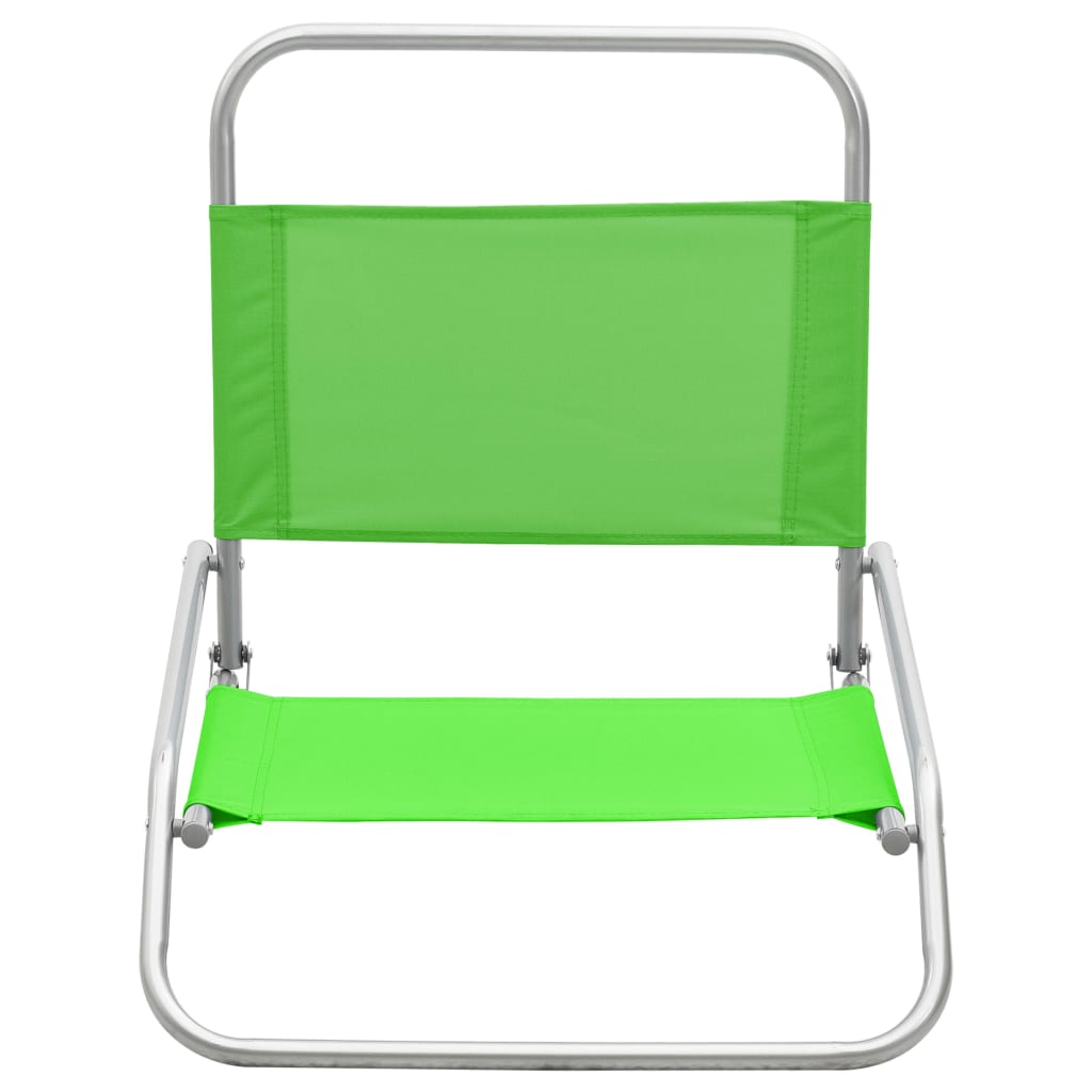 Folding Beach Chairs 2 pcs Green in Fabric