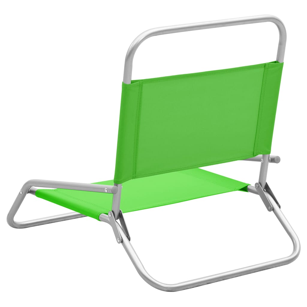 Folding Beach Chairs 2 pcs Green in Fabric