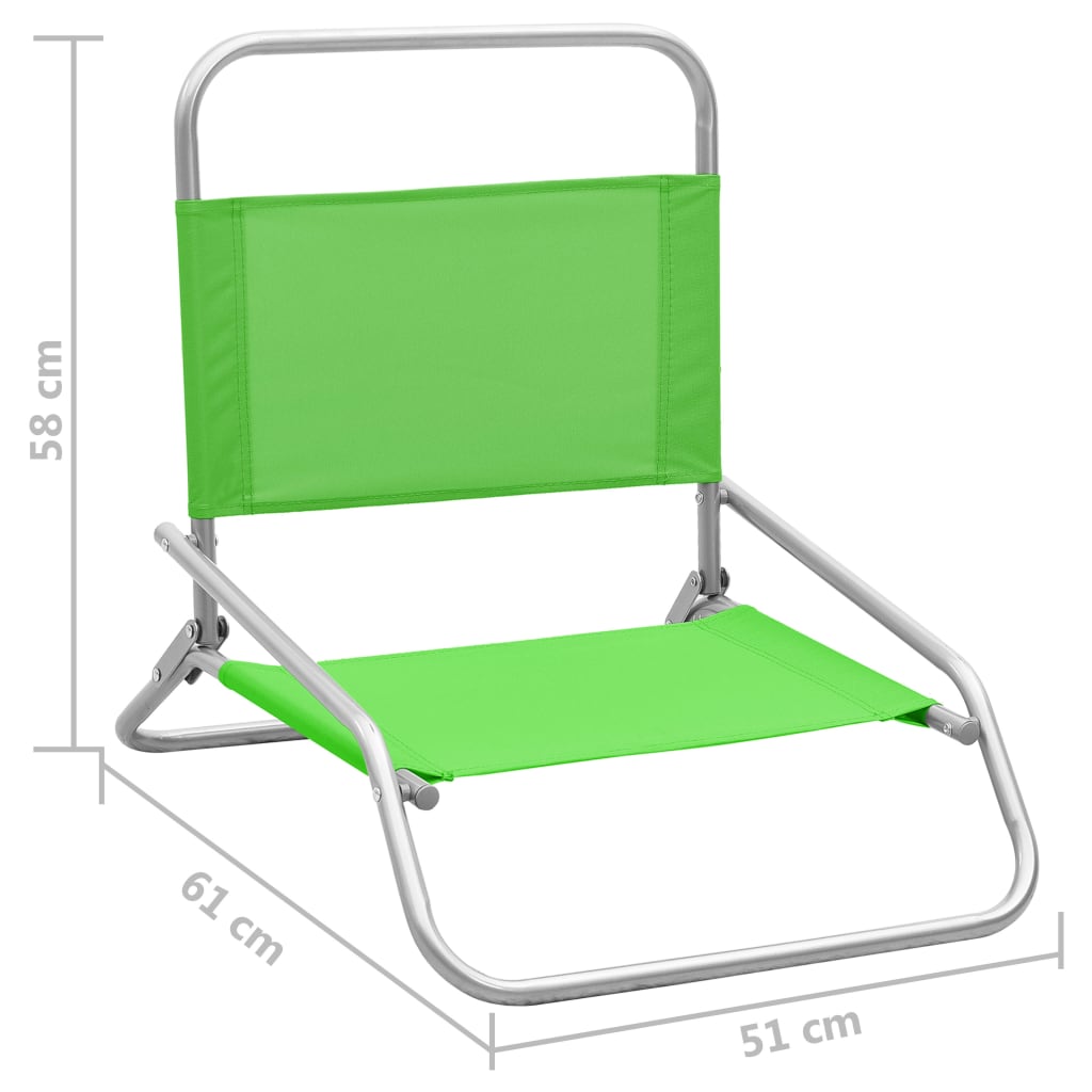 Folding Beach Chairs 2 pcs Green in Fabric