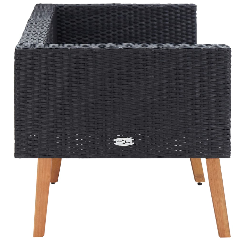 Divano da Giardino a 2 Posti con Cuscini in Polyrattan Nero - homemem39