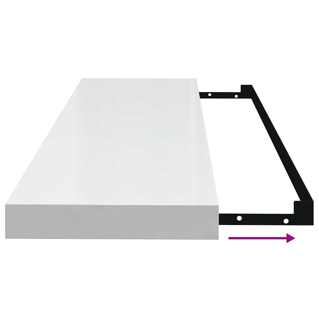 Scaffali a Parete 2 pz Bianco Lucido 90x23,5x3,8 cm in MDF | homemem39