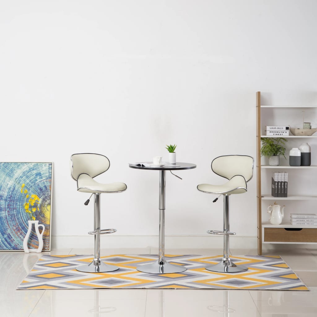 323647 vidaXL Bar Stools 2 pcs Cream Faux Leather - homemem39