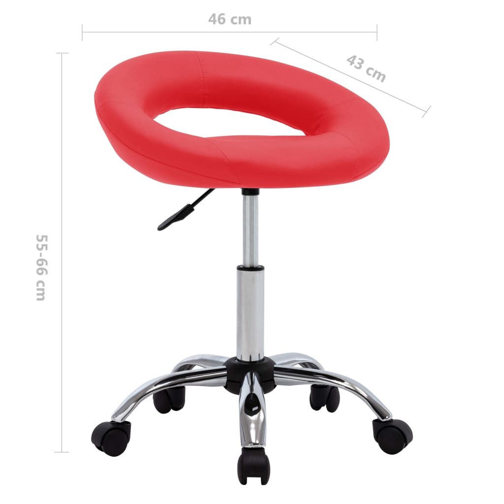 Sedia da Lavoro con Ruote Rossa in Similpelle | homemem39