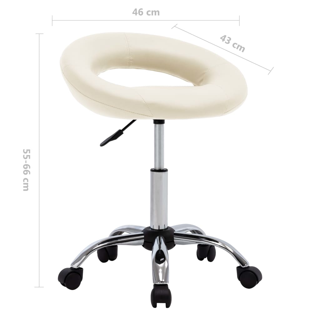 Sedia da Lavoro con Ruote Crema in Similpelle | homemem39