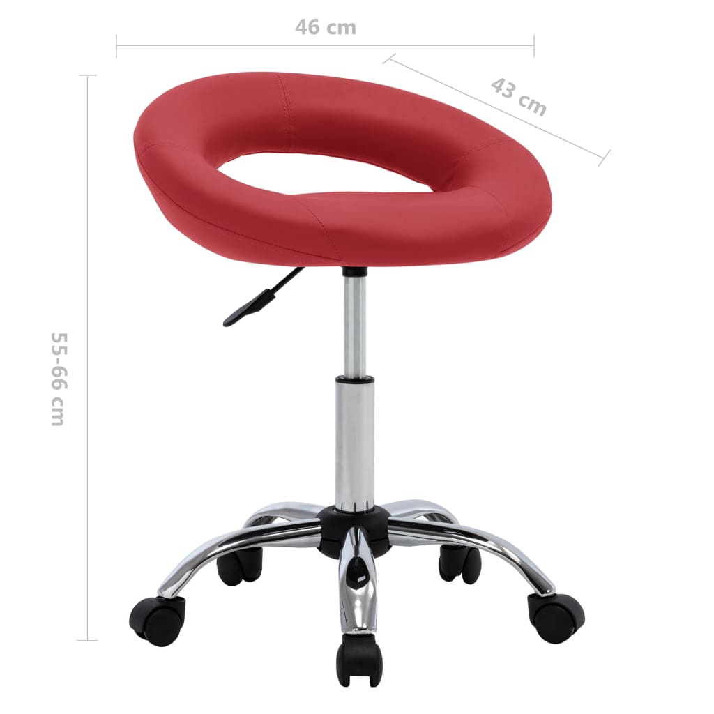 Sedia da Lavoro con Ruote Rossa in Similpelle | homemem39