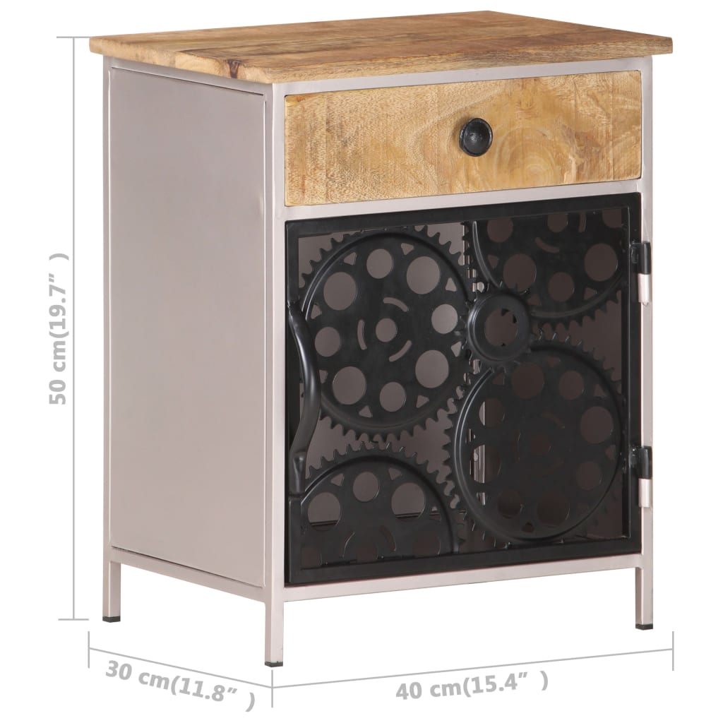 Comodino 40x30x50 cm in Legno di Mango Grezzo - homemem39