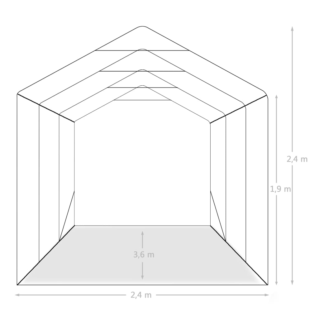 Tenda Garage in PVC 2,4x3,6 m Verde - homemem39