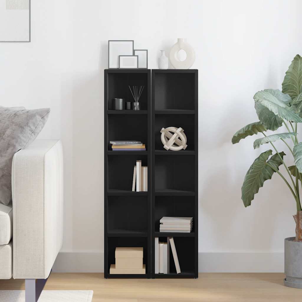 Scaffali Porta CD 2 pz Neri 21x16x93,5 cm Legno Multistrato - homemem39
