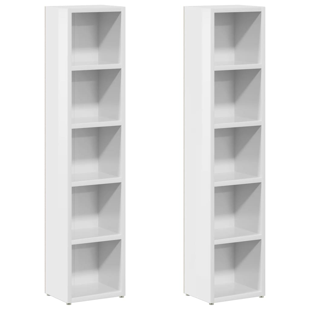 Scaffali Porta CD 2 pz Bianco Lucido 21x16x93,5 cm Multistrato - homemem39