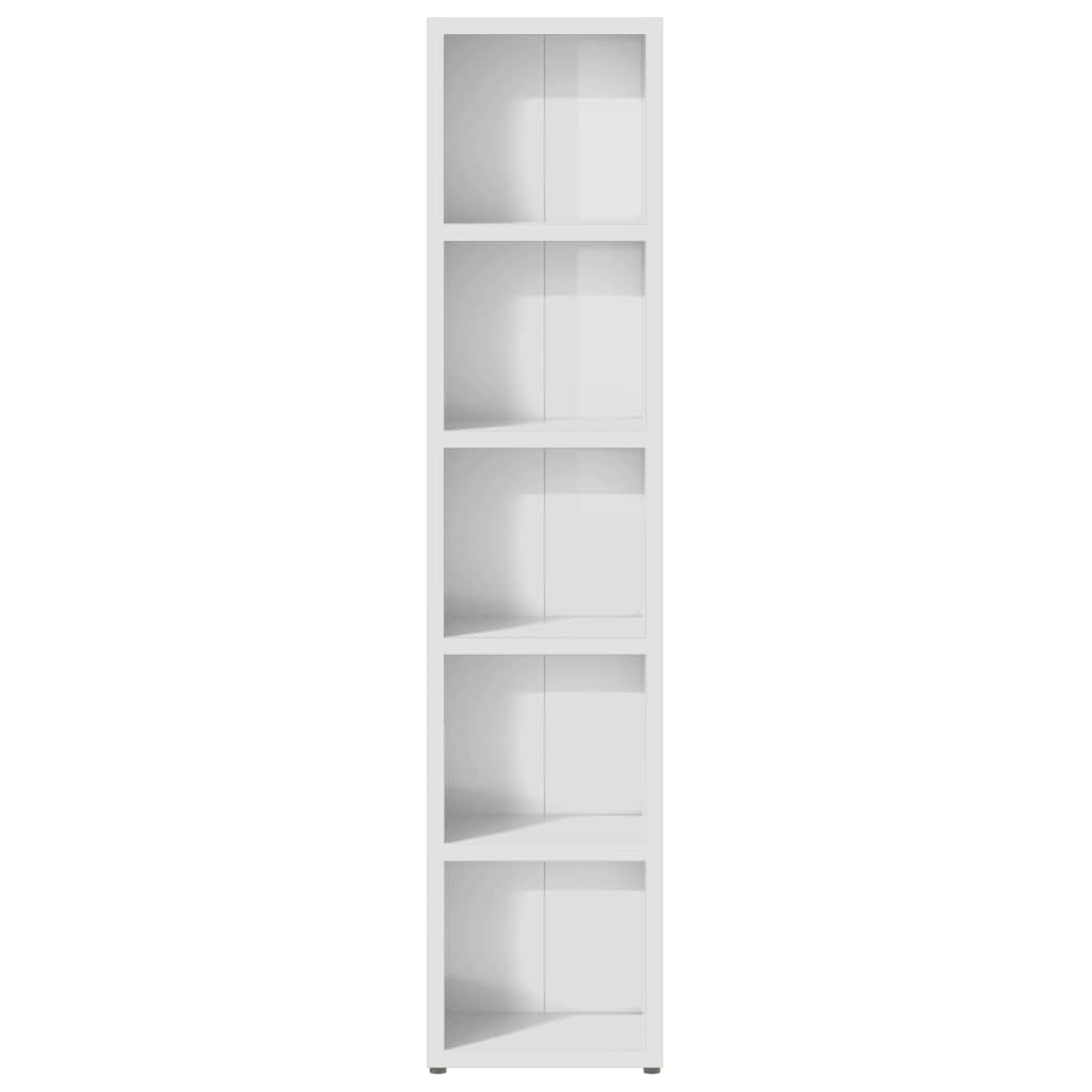 Scaffali Porta CD 2 pz Bianco Lucido 21x16x93,5 cm Multistrato - homemem39