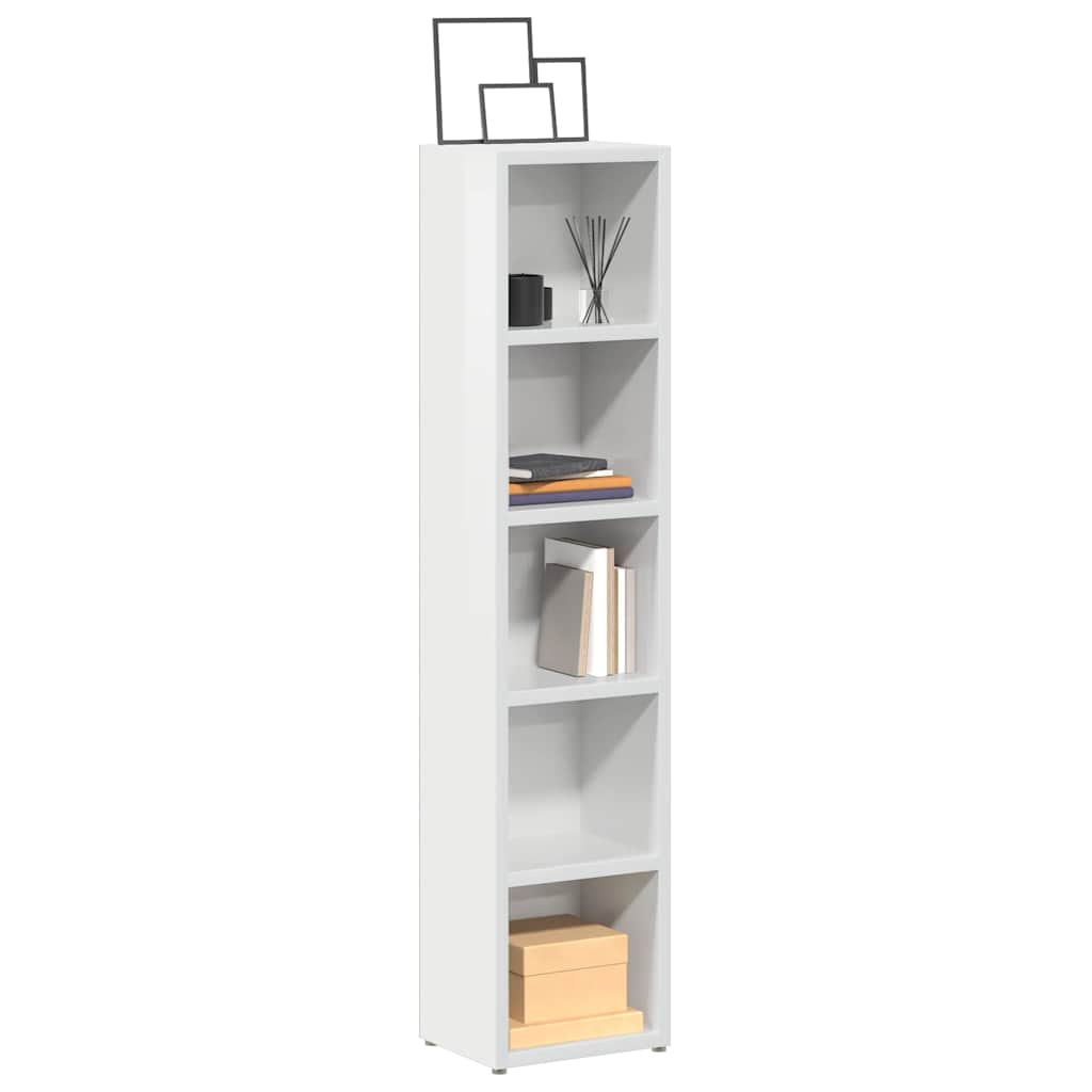 Scaffali Porta CD 2 pz Bianco Lucido 21x16x93,5 cm Multistrato - homemem39