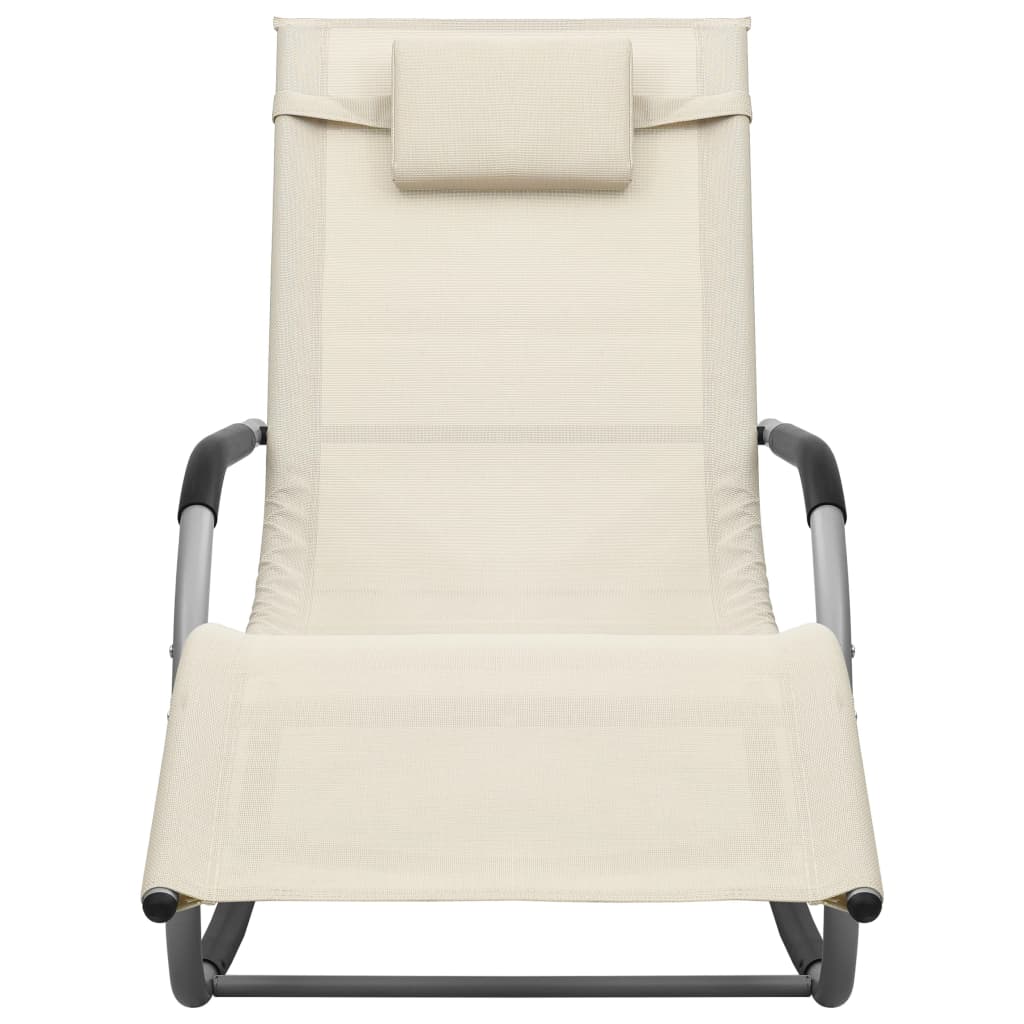 Lettino Prendisole in Textilene Crema e Grigio - homemem39