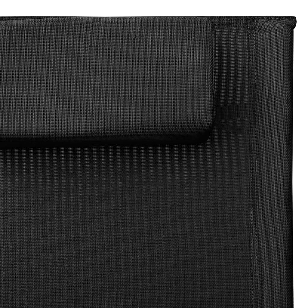 Lettino Prendisole in Textilene Nero e Grigio - homemem39
