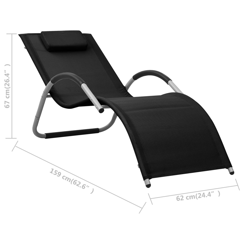 Lettino Prendisole in Textilene Nero e Grigio | homemem39