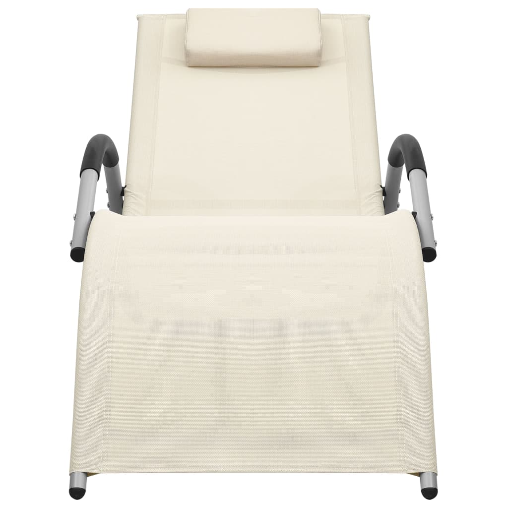 Lettino Prendisole in Textilene Crema e Grigio - homemem39