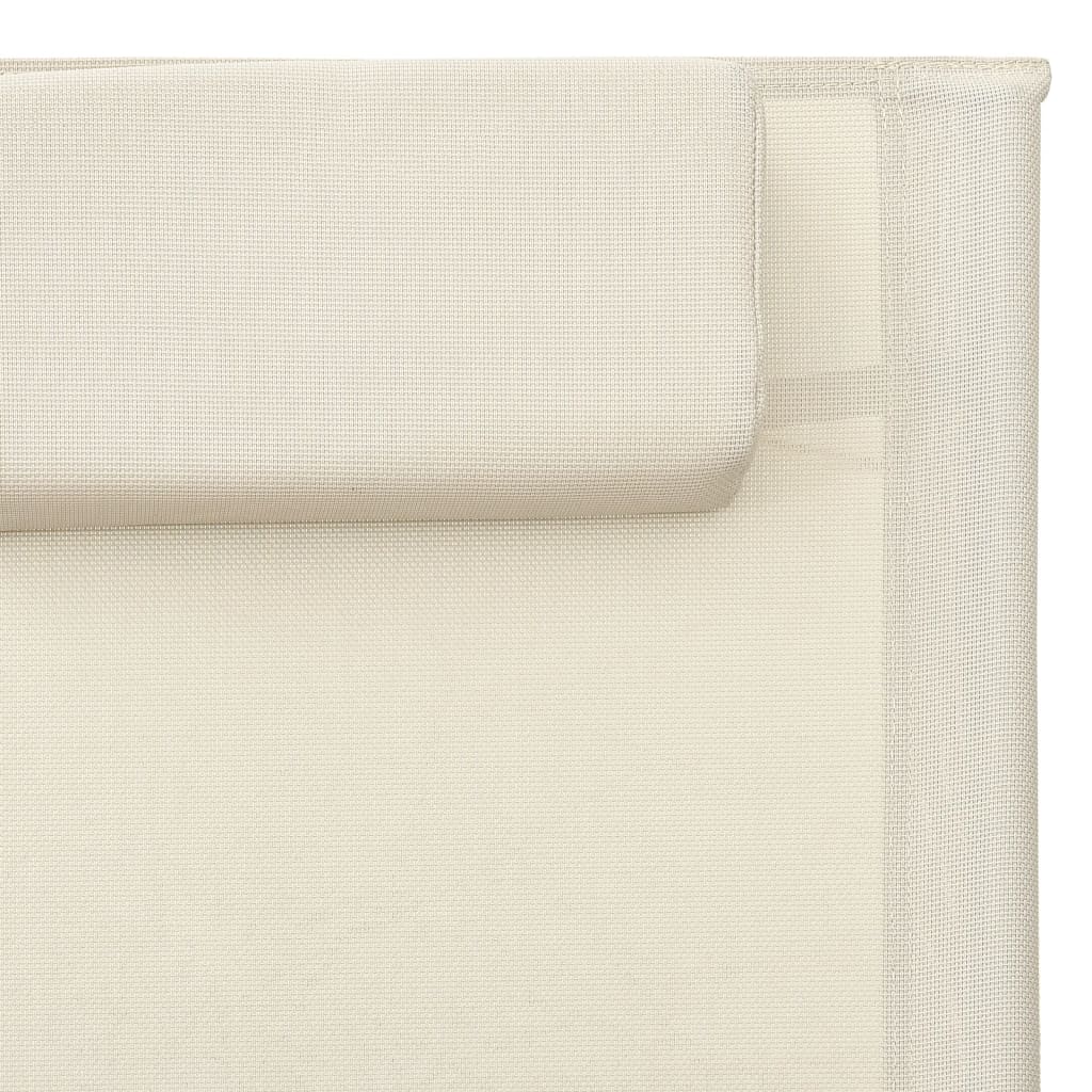 Lettino Prendisole in Textilene Crema e Grigio - homemem39