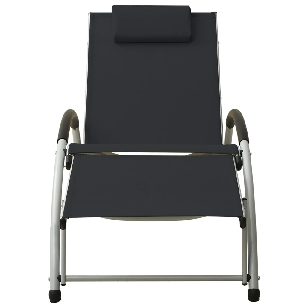 Lettino Prendisole con Cuscino in Textilene Nero - homemem39