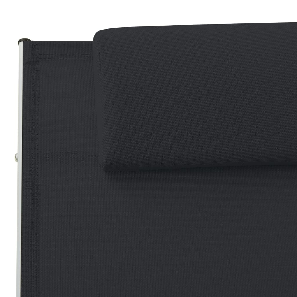 Lettino Prendisole con Cuscino in Textilene Nero - homemem39