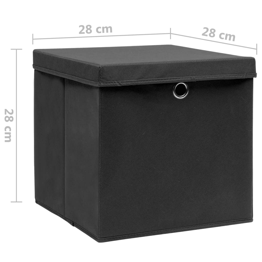 Contenitori con Coperchi 10 pz 28x28x28 cm Nero - homemem39