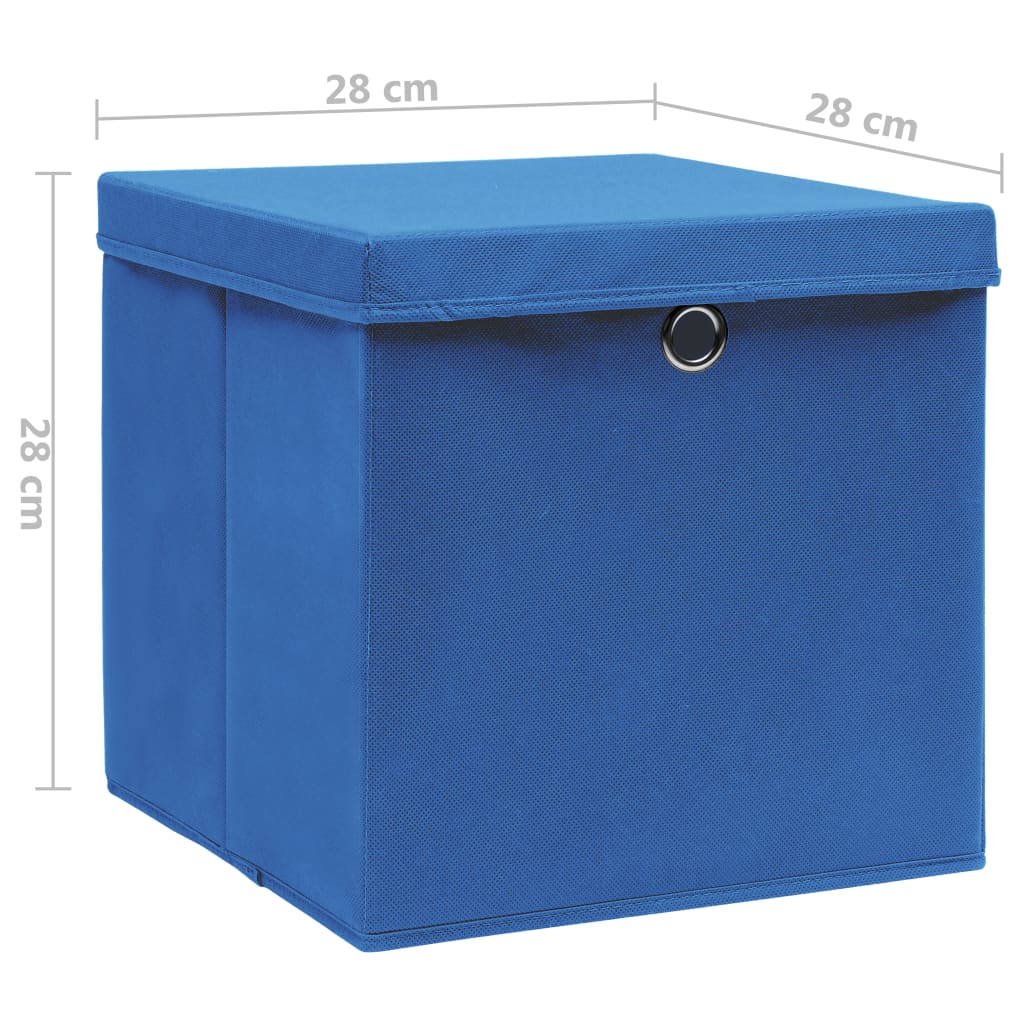 Contenitori con Coperchi 4 pz 28x28x28 cm Blu - homemem39