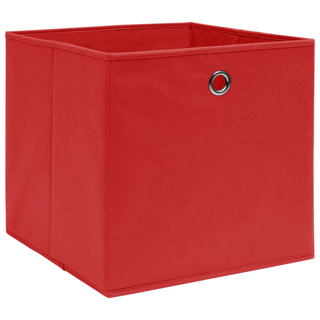 Contenitori 4 pz in Tessuto non Tessuto 28x28x28 cm Rosso - homemem39