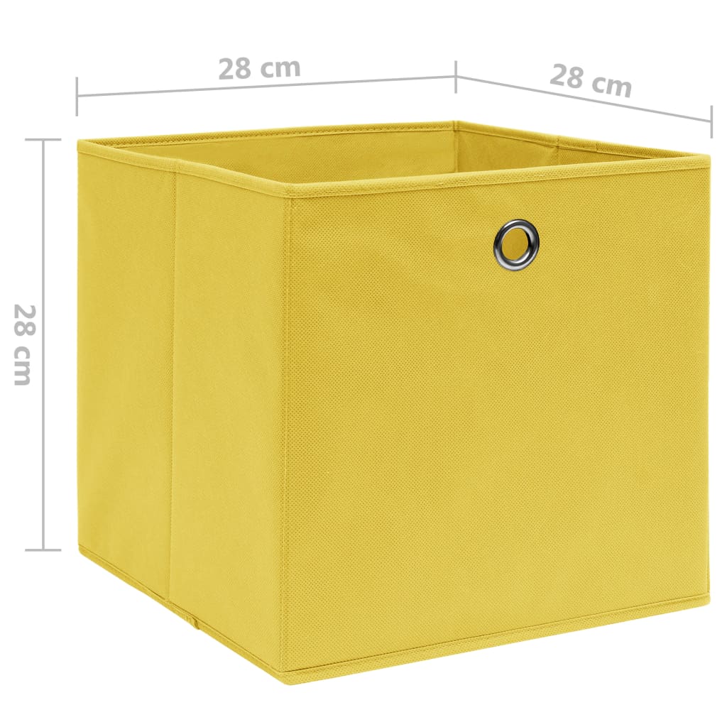 Contenitori 4 pz in Tessuto non Tessuto 28x28x28 cm Giallo - homemem39