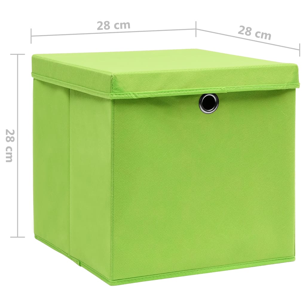 Contenitori con Coperchi 10 pz 28x28x28 cm Verde - homemem39