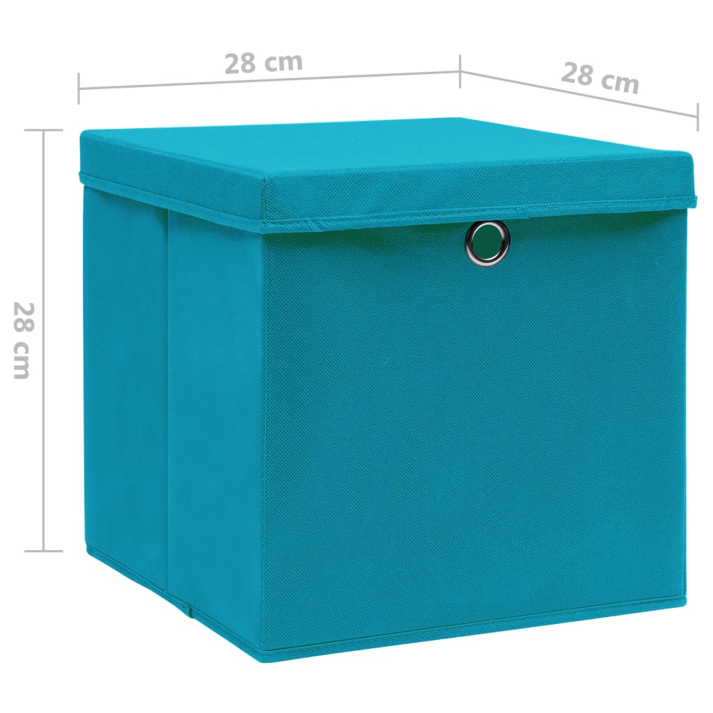 Contenitori con Coperchi 10 pz 28x28x28 cm Azzurro - homemem39