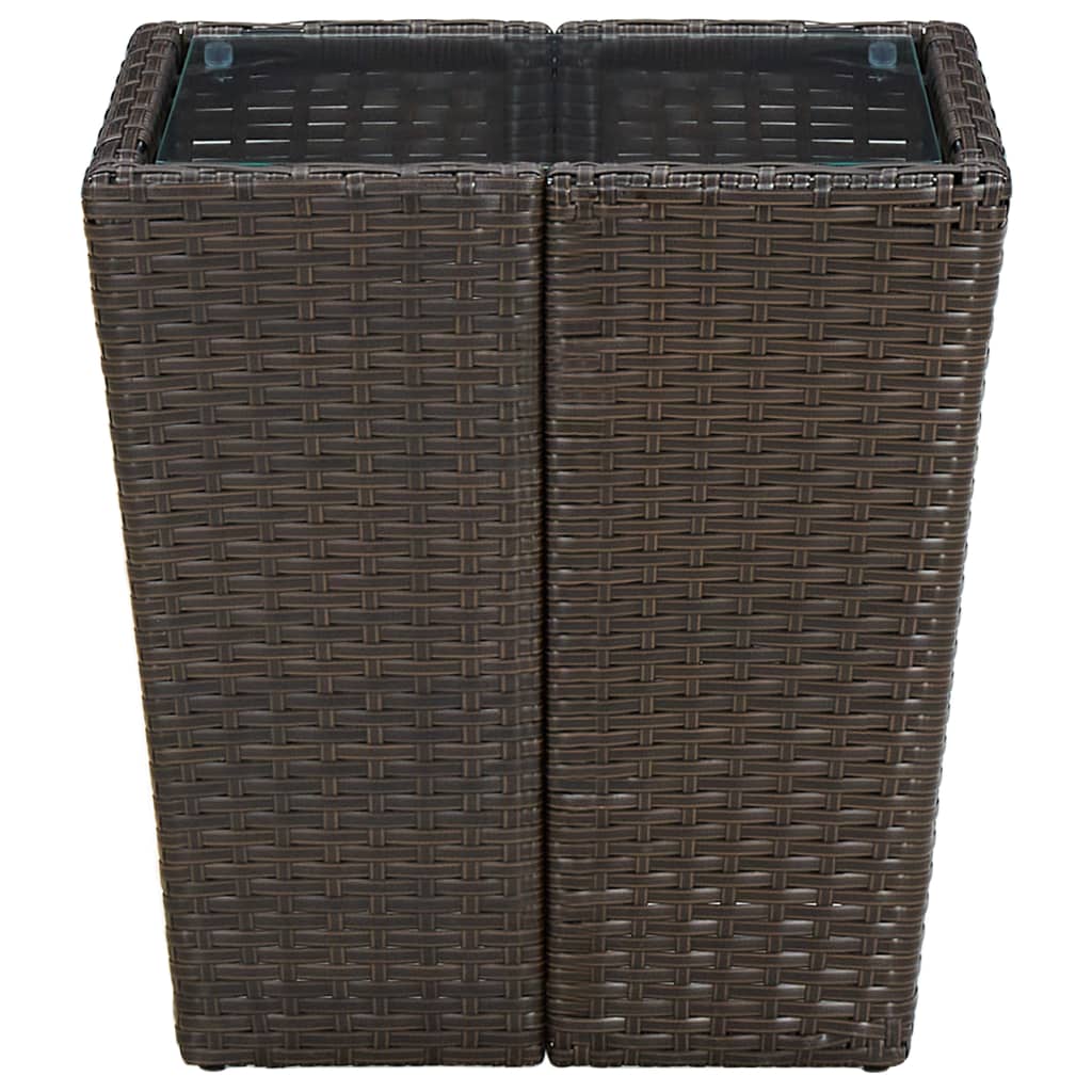 Brown coffee table 41.5x41.5x44cm in Polyrattan and Tempered Glass