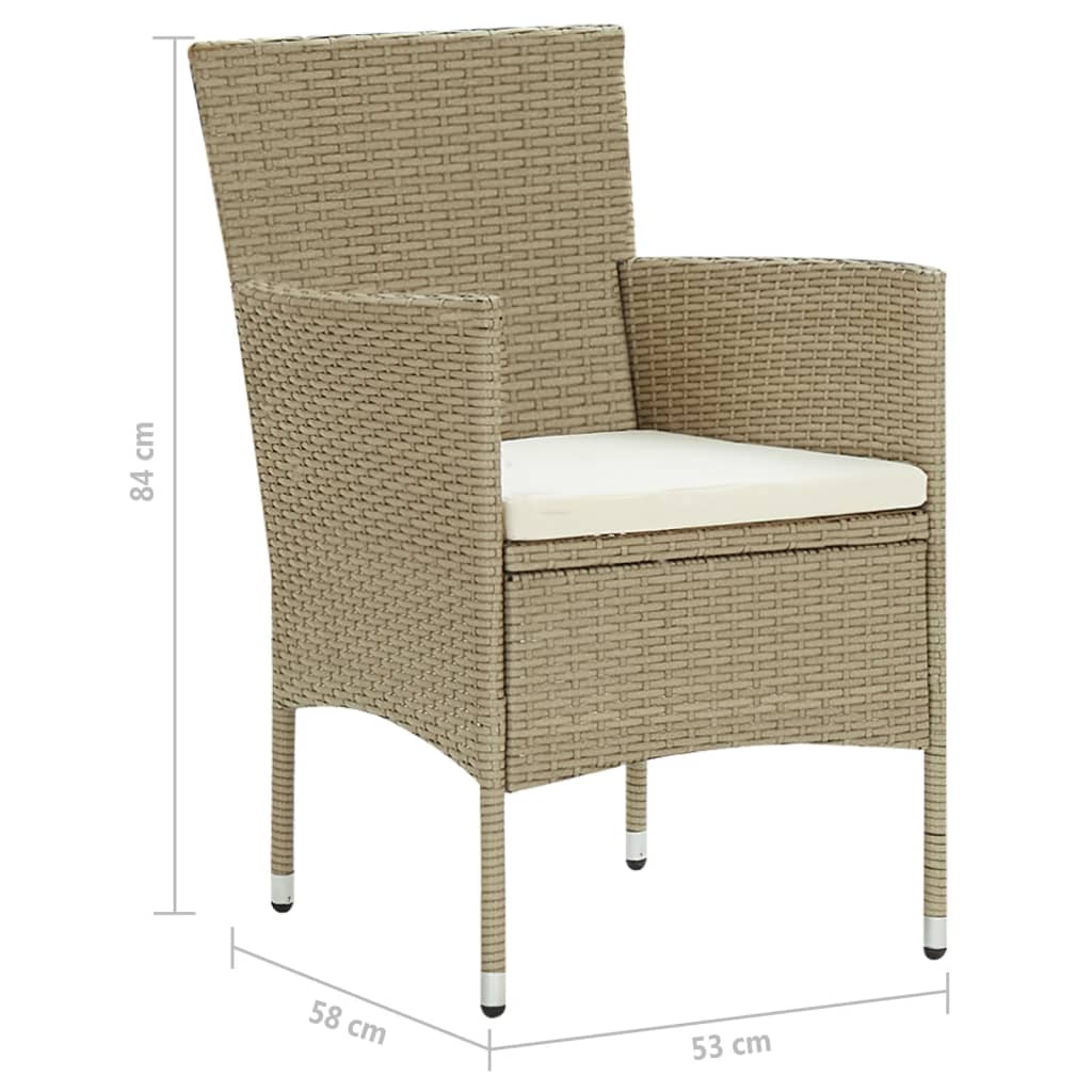 Sedie da Pranzo per Giardino 4 pz in Polyrattan Beige | homemem39