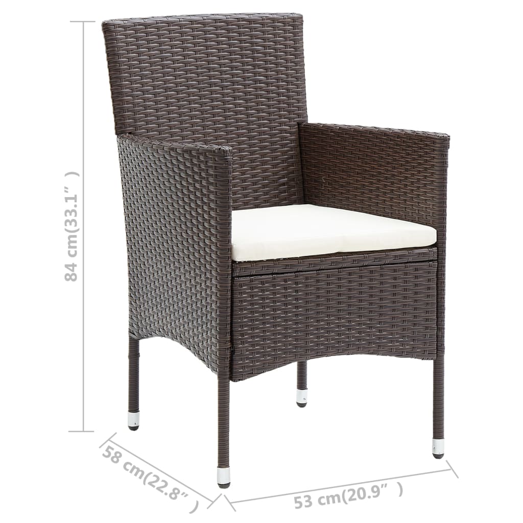 Sedie da Pranzo per Giardino 4 pz in Polyrattan Marrone | homemem39