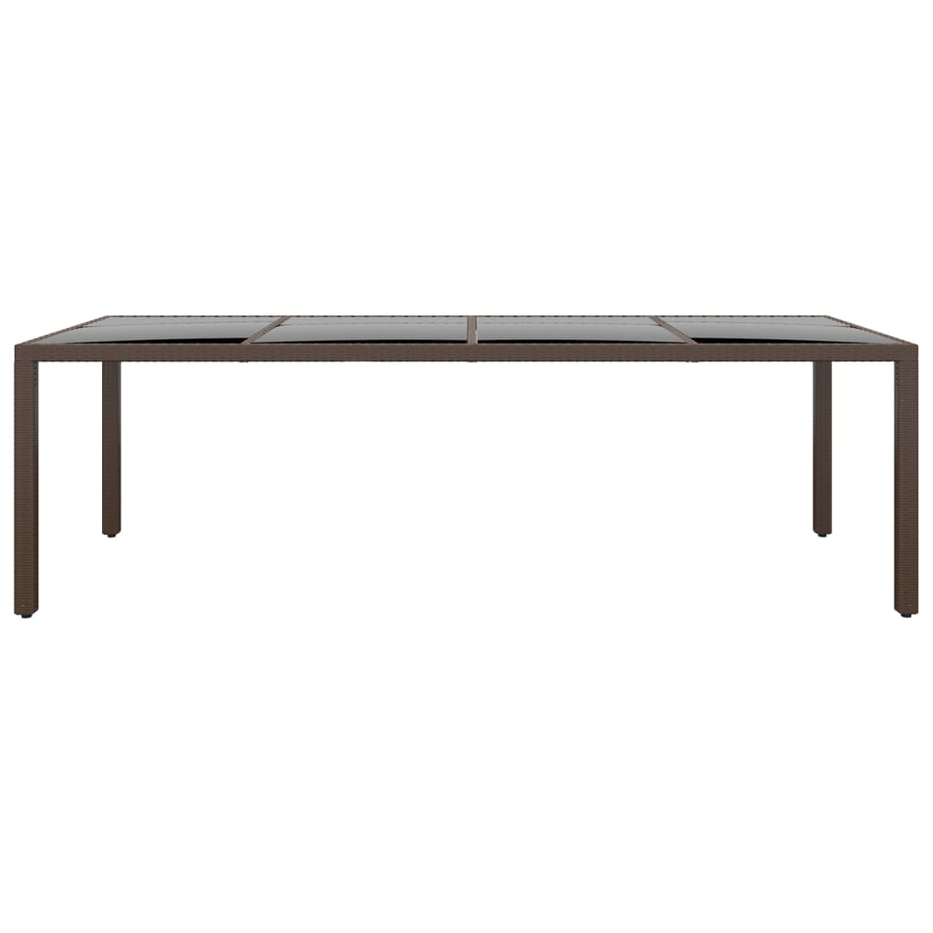 Tavolo da Giardino con Piano Vetro Marrone in Polyrattan - homemem39