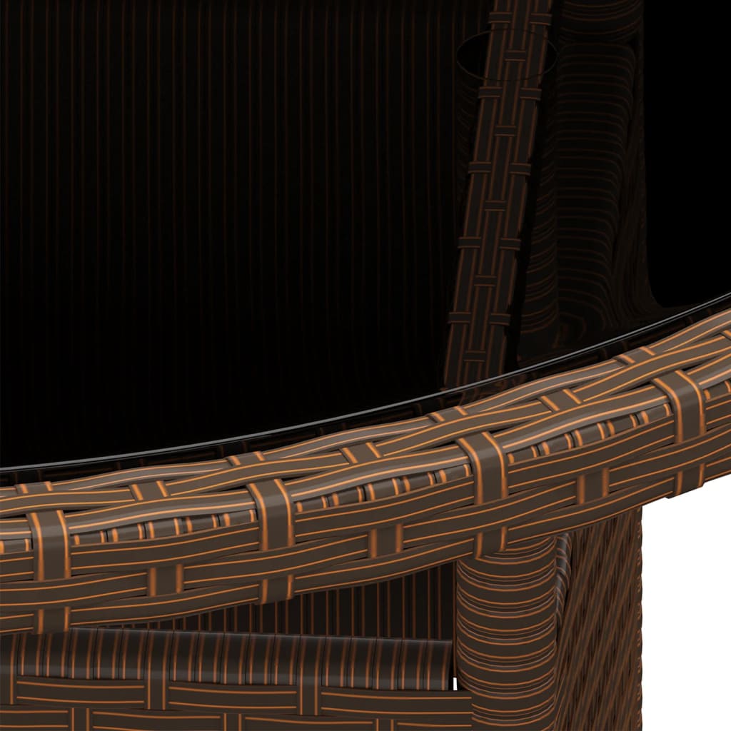 Tavolo Giardino Ø80x75 cm Vetro Temperato e Polyrattan Marrone | homemem39