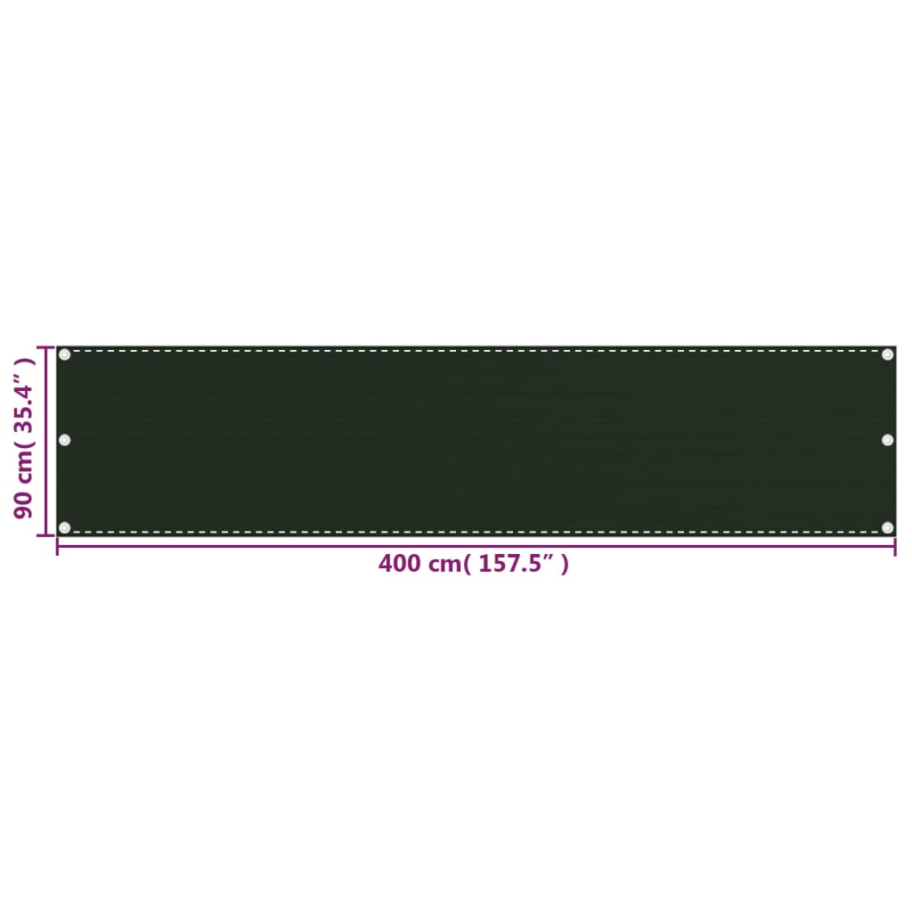 Paravento da Balcone Verde Scuro 90x400 cm in HDPE - homemem39