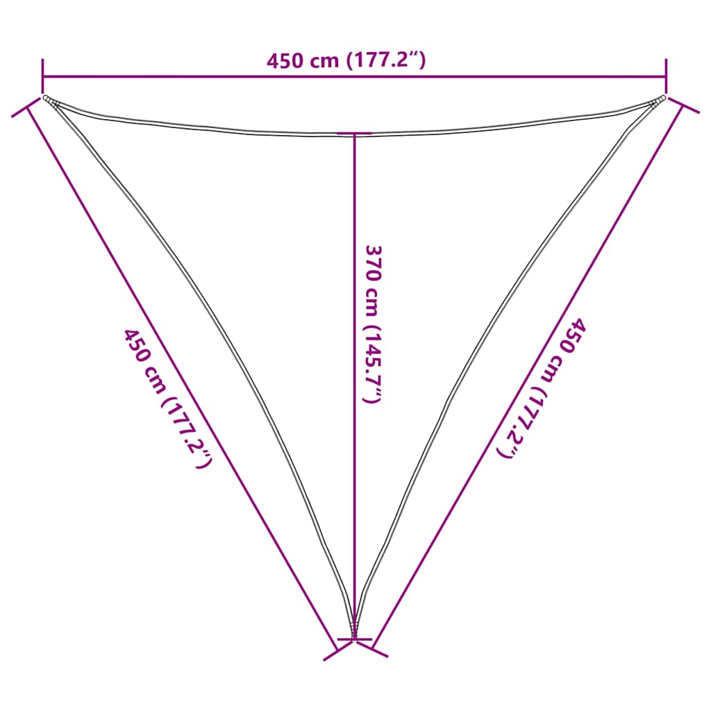 Vela Parasole 160 g/m² Triangolare Giallo 4,5x4,5x4,5 m in HDPE