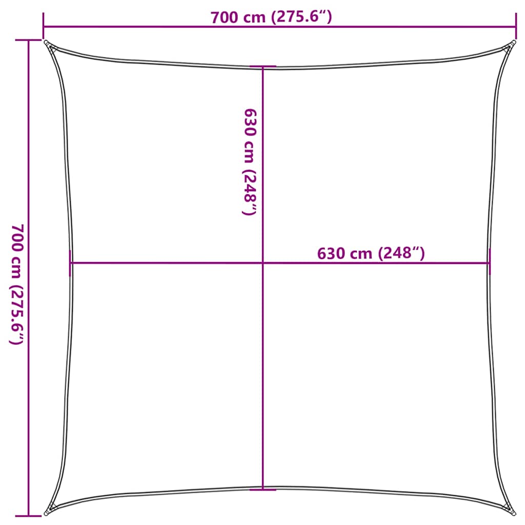 Vela Parasole 160 g/m² Quadrata Arancione 7x7 m in HDPE