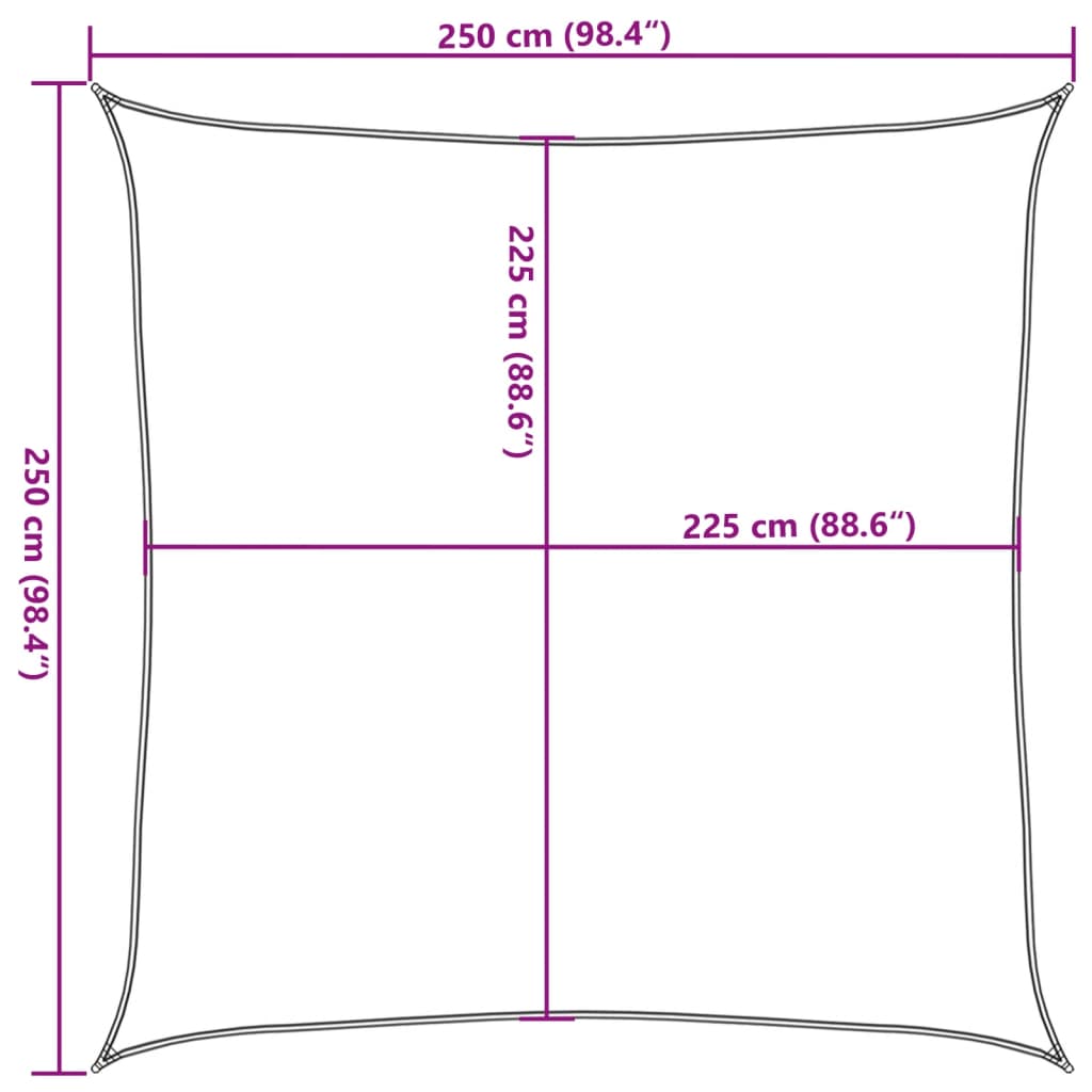 Vela Parasole 160 g/m² Nera 2,5x2,5 m in HDPE