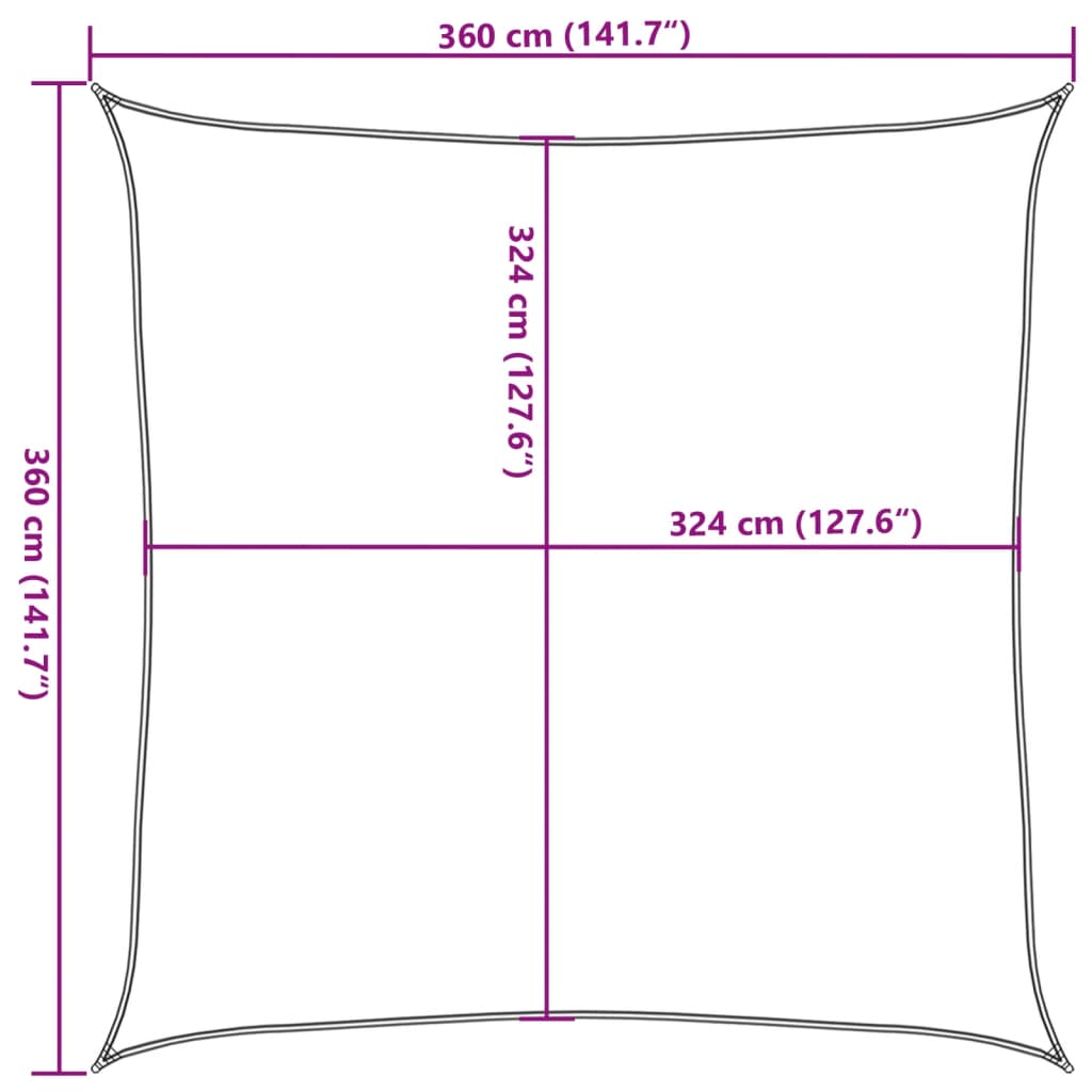 Vela Parasole 160 g/m² Nera 3,6x3,6 m in HDPE | homemem39