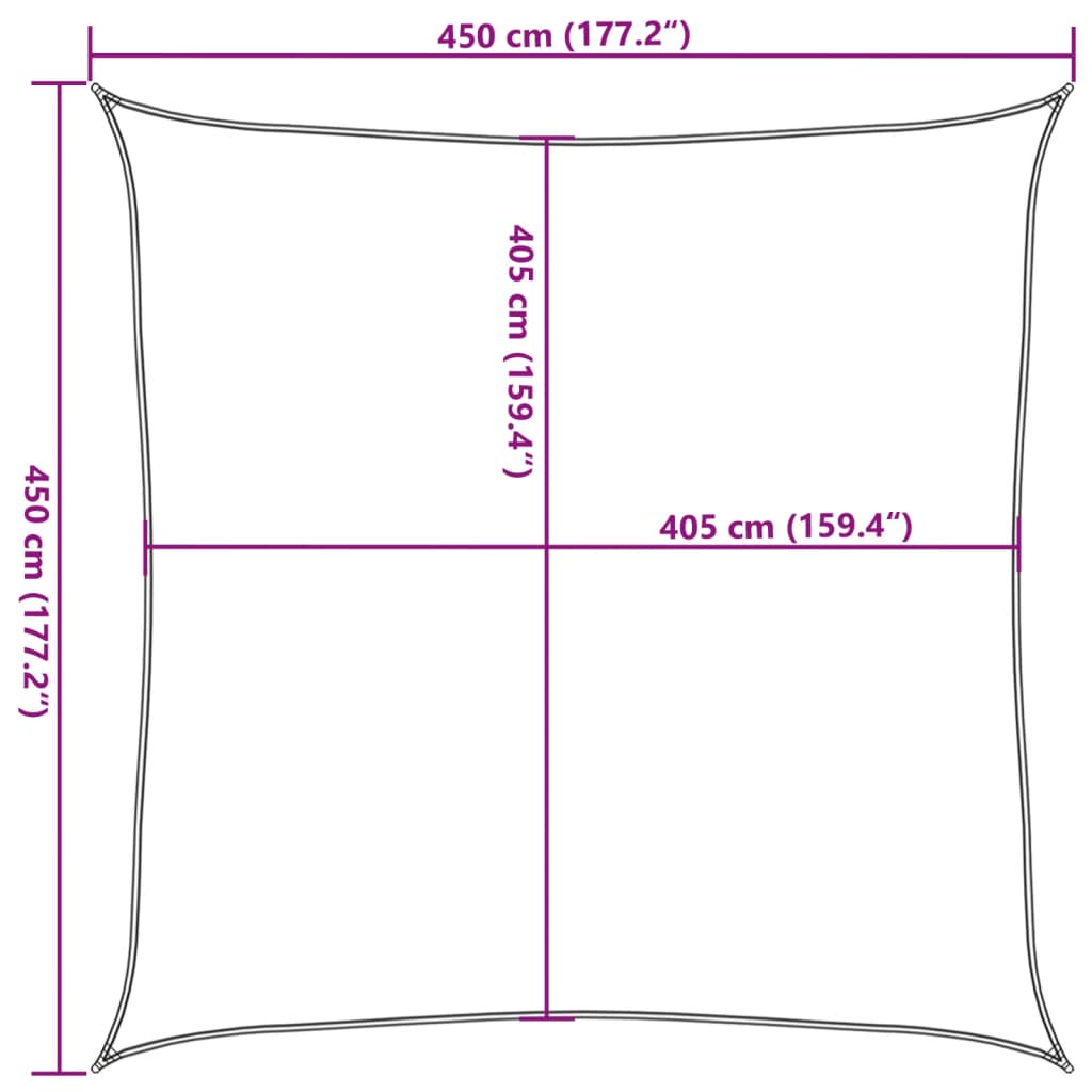 Vela Parasole 160 g/m² Nera 4,5x4,5 m in HDPE | homemem39