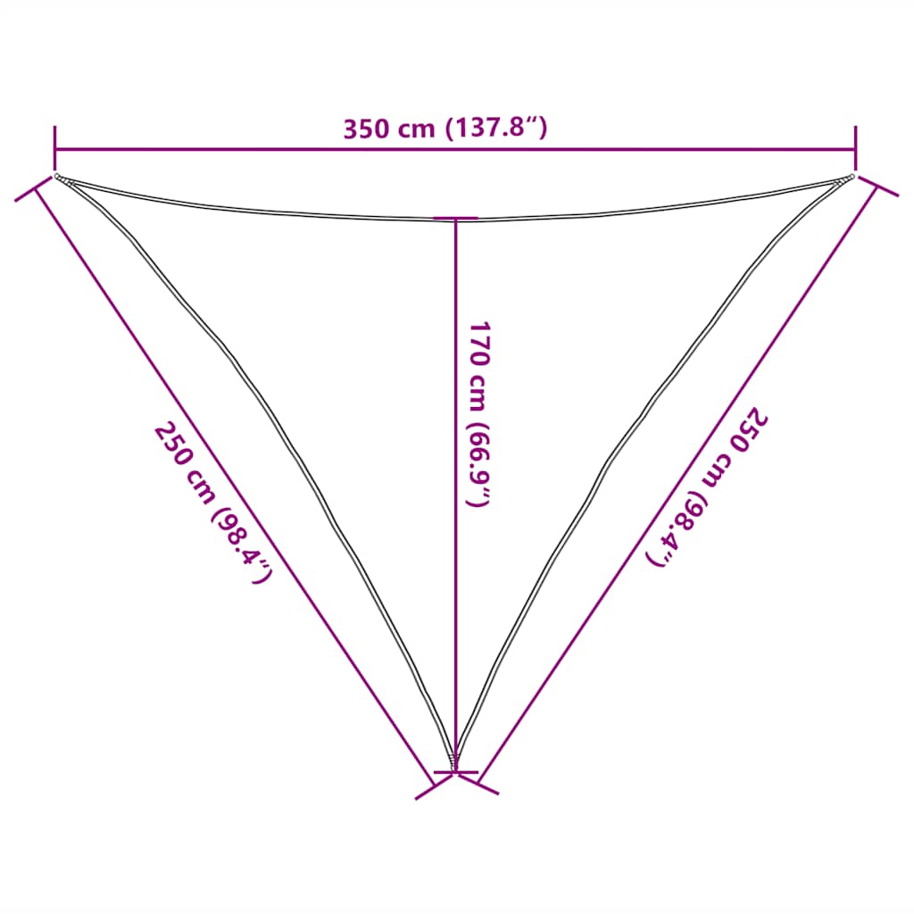Vela Parasole 160 g/m² Nera 2,5x2,5x3,5 m in HDPE