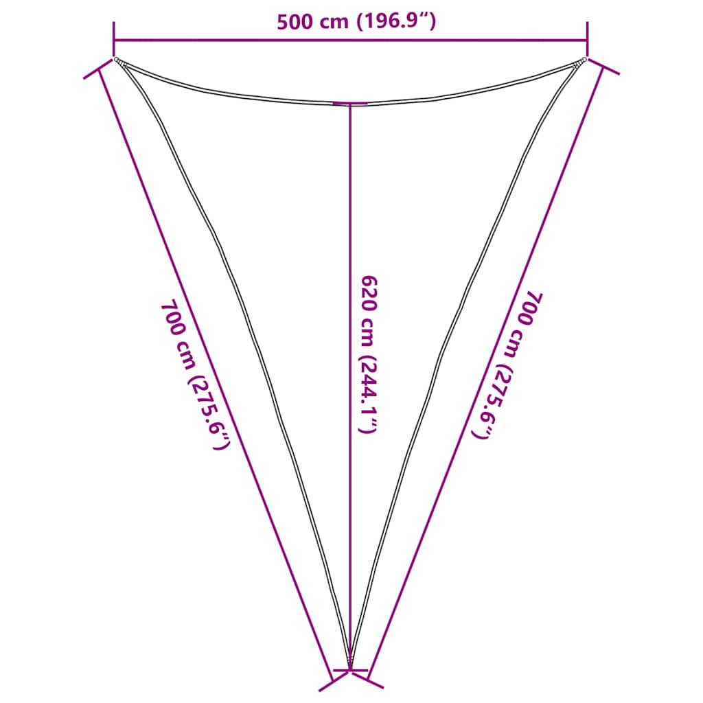 Vela Parasole 160 g/m² Triangolare Nero 5x7x7 m in HDPE | homemem39
